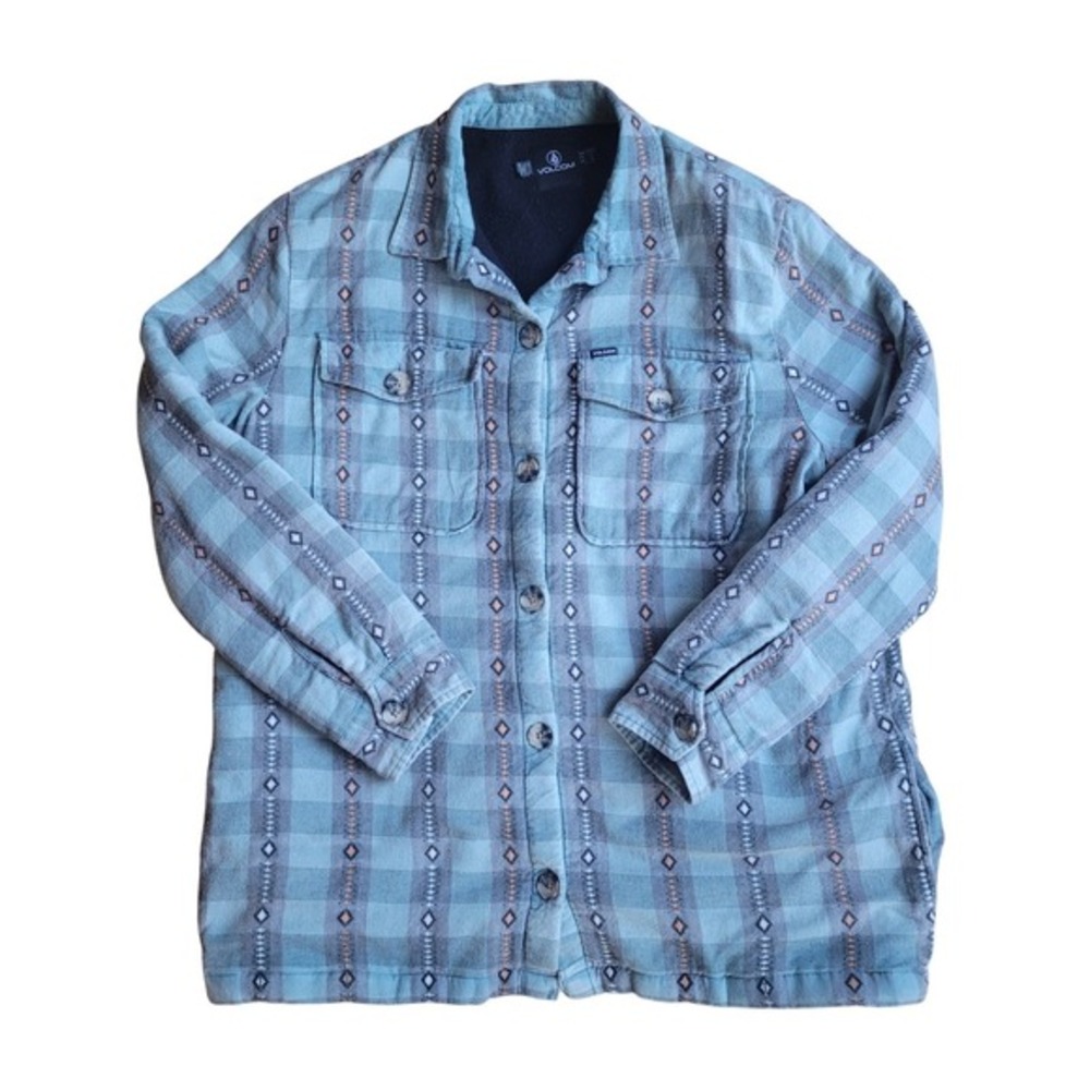 Volcom Polar Boobear Flannel Lined Shacket Jacket Women Large‎